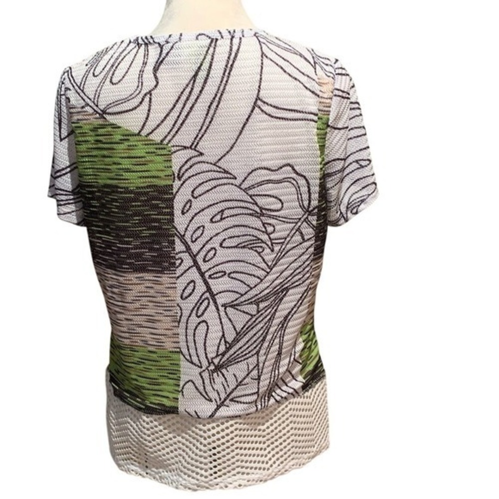SPORTELLE. S.S.‎ Shirt Palm design. Multi. Breathable. Netlike material. Size L. - Picture 6 of 10
